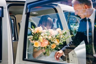 Image 0 of the wedding flowers for Ellie & Alex's wedding at Owen House Wedding Barn